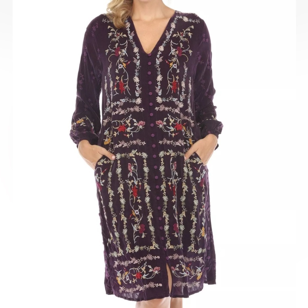 Johnny Was extremely heavily embroidered Eloise midi dress NWT - Picture 3 of 12